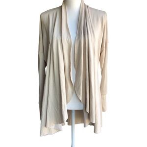 Michael Lauren Open Waterfall Front Cardigan Thumbholes Cream Oversized XS/S